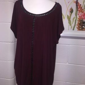 Michael Studio Women's Shirt, Size 2X, Colour: Bordeaux Red.